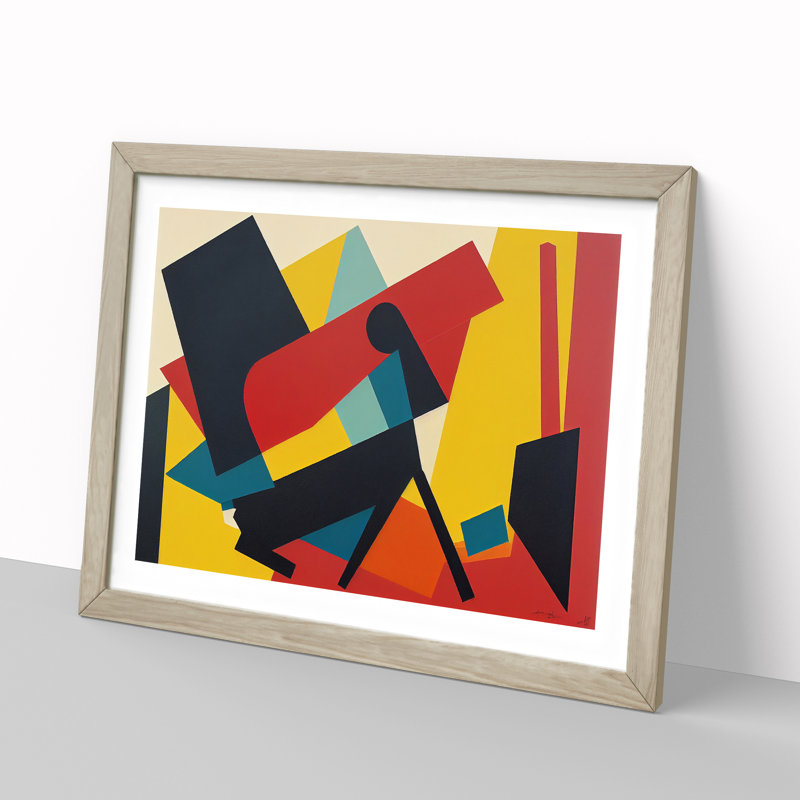 XH1022-6193X Modern Suprematism Art Vol.3 Abstract - Single Picture Frame Print, 46cm H x 64cm W x 2cm D, Oak