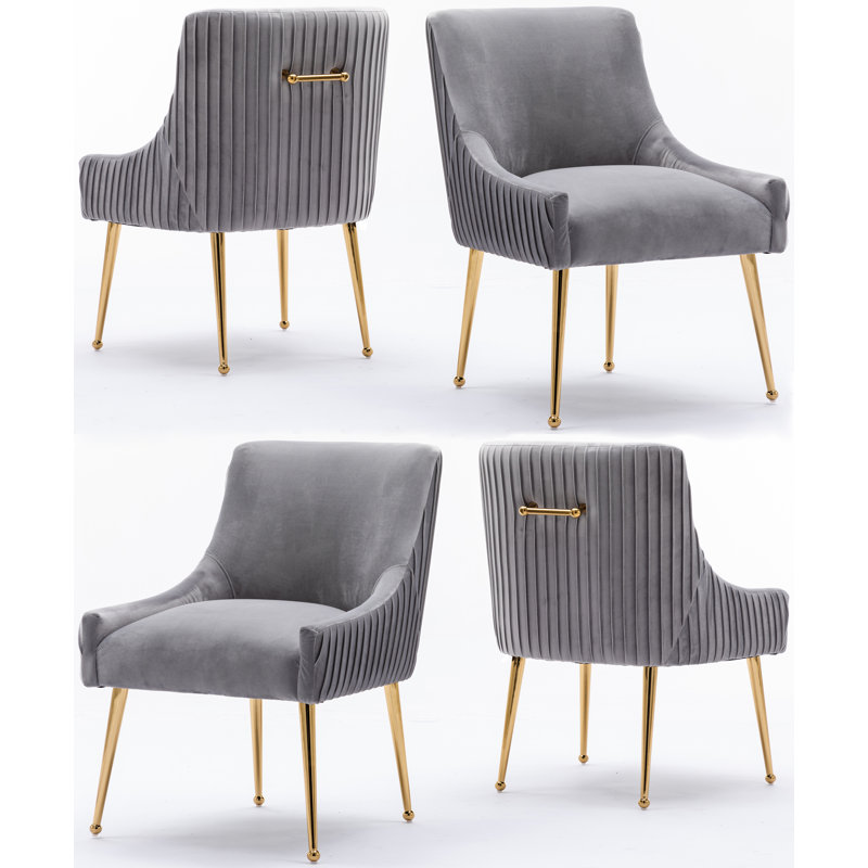 Baudel Velvet Side Chair, Gray
