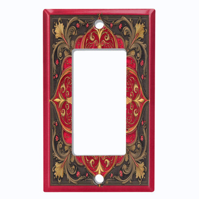 Metal Light Switch Plate Cover; US Standard Size 1 Gang GFI Rocker - Printed Image of Victorian Floral Pattern