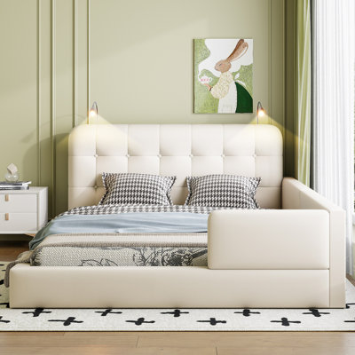 Upholstered Platform Bed With 2 Reading Lights