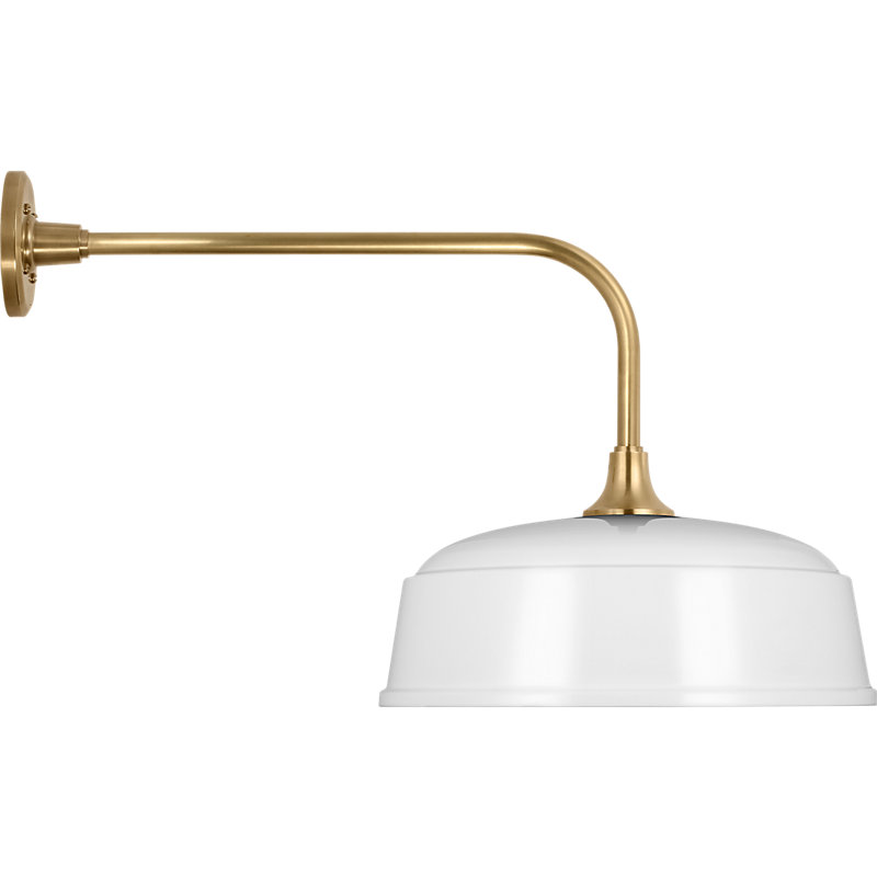 Thomas O'Brien 1 - Light Outdoor Barn Light, 17" H x 28" W x 16" D, Hand-Rubbed Antique Brass, White