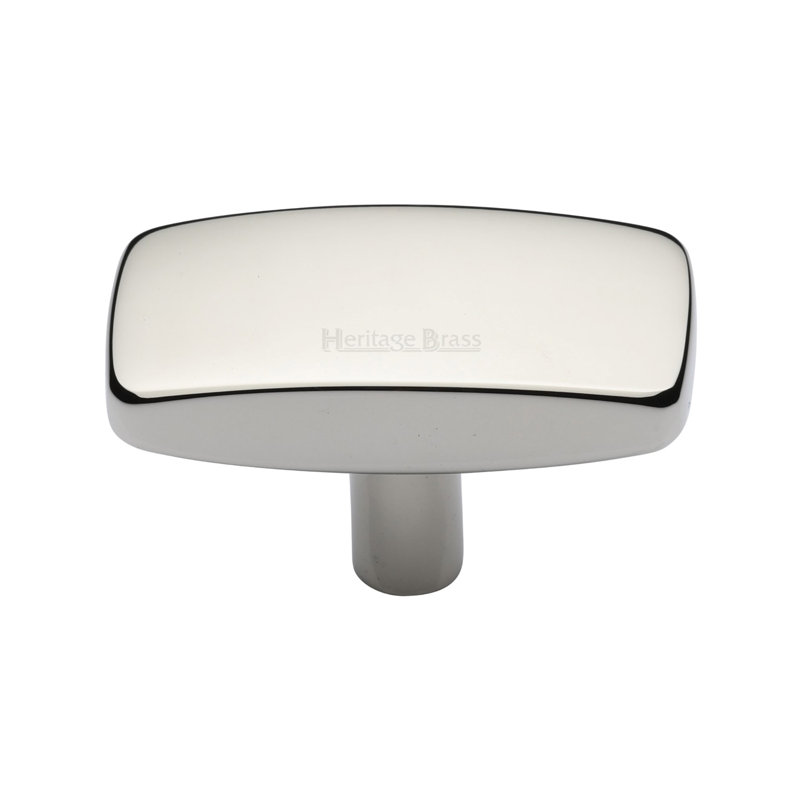 Heritage Brass Cabinet Knob Rectangular Design, 4.7cm L x 2.5cm W x 2.8cm D, Polished Nickel Finish