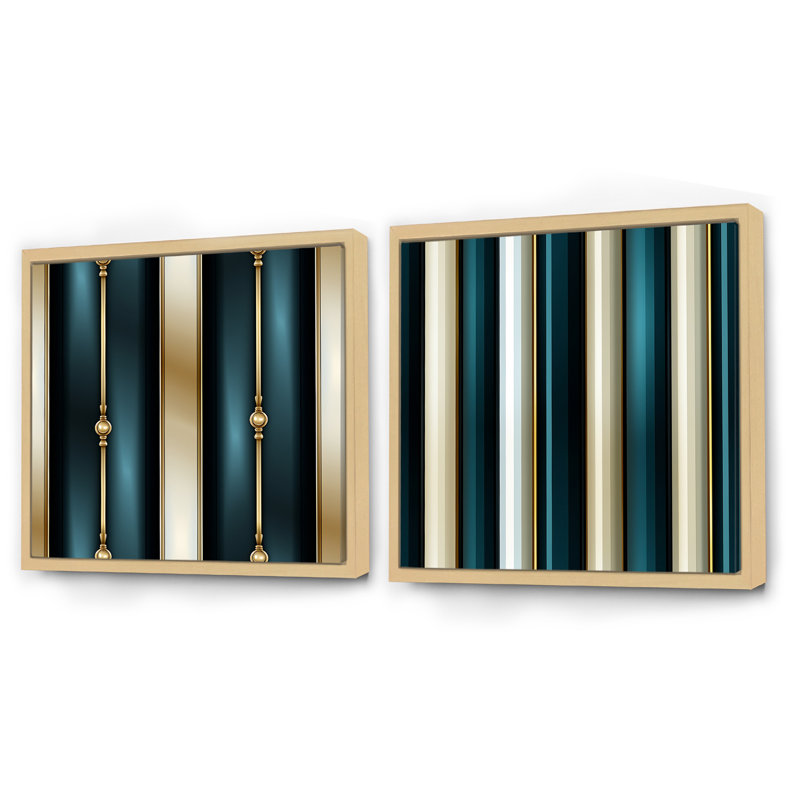 Tena - Ensemble de 2 collages de formes carrées abstraites, Cadre flottant brun, H 30 po x l 61 po
