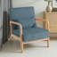 Jyrin Mid Century Upholstered Blue Corduroy Solid Wood Accent Chair with an Extra Pillow-1662300182-1662300181