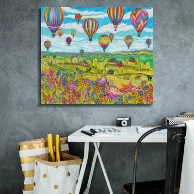 'Balloons Over Farmland' by Andrea Strongwater Canvas Wall Art