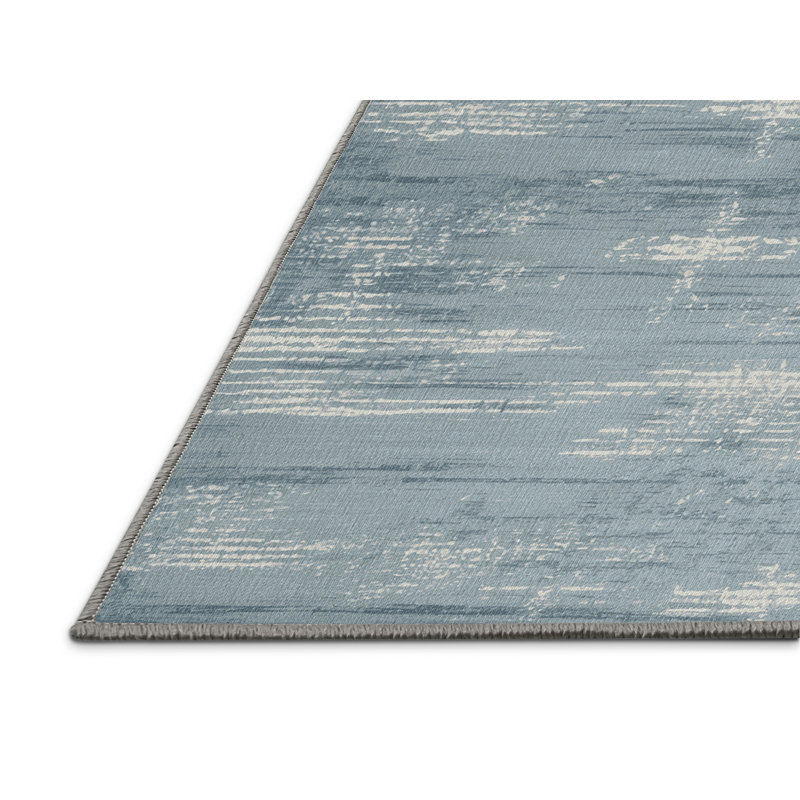 Machine Washable Abstract Gray Area Rug, Square 5'