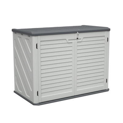 Horizontal Storage Shed Weather Resistance, Large Outdoor Storage Cabinet Lockable, Thick HDPE Plastic Storage Unit For Backyards, Patio, Garden(28 Cu.Ft/Ivory ) White