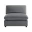 Canapé d'angle modulaire Caylie 6 pièces avec pouf - Revêtement en polyester anthracite, tissu ultra-résistant, structure en bois massif