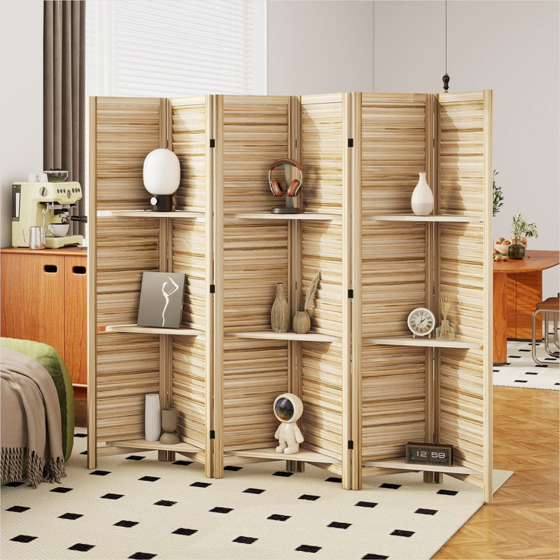 Tablettes et art mural en bois de bois de paulownia pliable avec rangement, 67 po