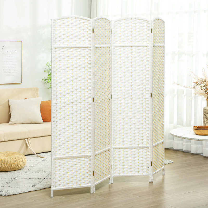 Paravent HOMcom, paravent pliable à 4 panneaux, cloison autoportante de 5,6 pi de hauteur pour bureau à domicile, chambre à coucher, blanc