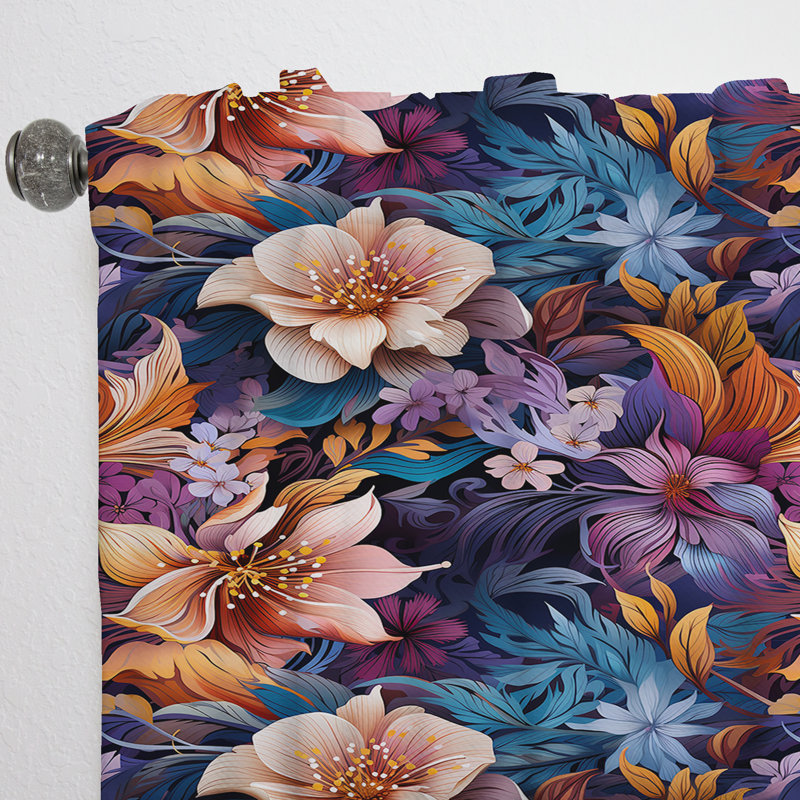 Motif floral II - rideau en velours tropical - obscurcissant - 1 panneau, L 52 po x L 108 po