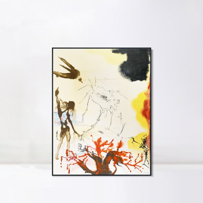 Impression giclée sur toile encadrée, série n° 106, par Salvador Dali : décoration murale pour salon, maison ou bureau (cadre noir fin, 45,7 x 61 cm).