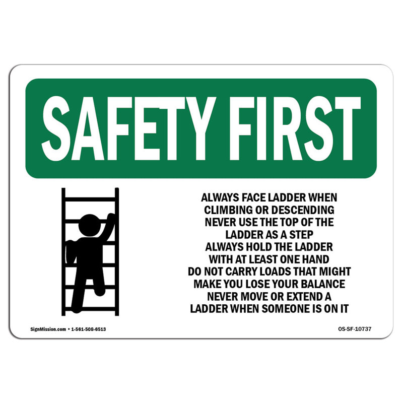 Safety First Sign, 18" H x 24" W x 0.1" D