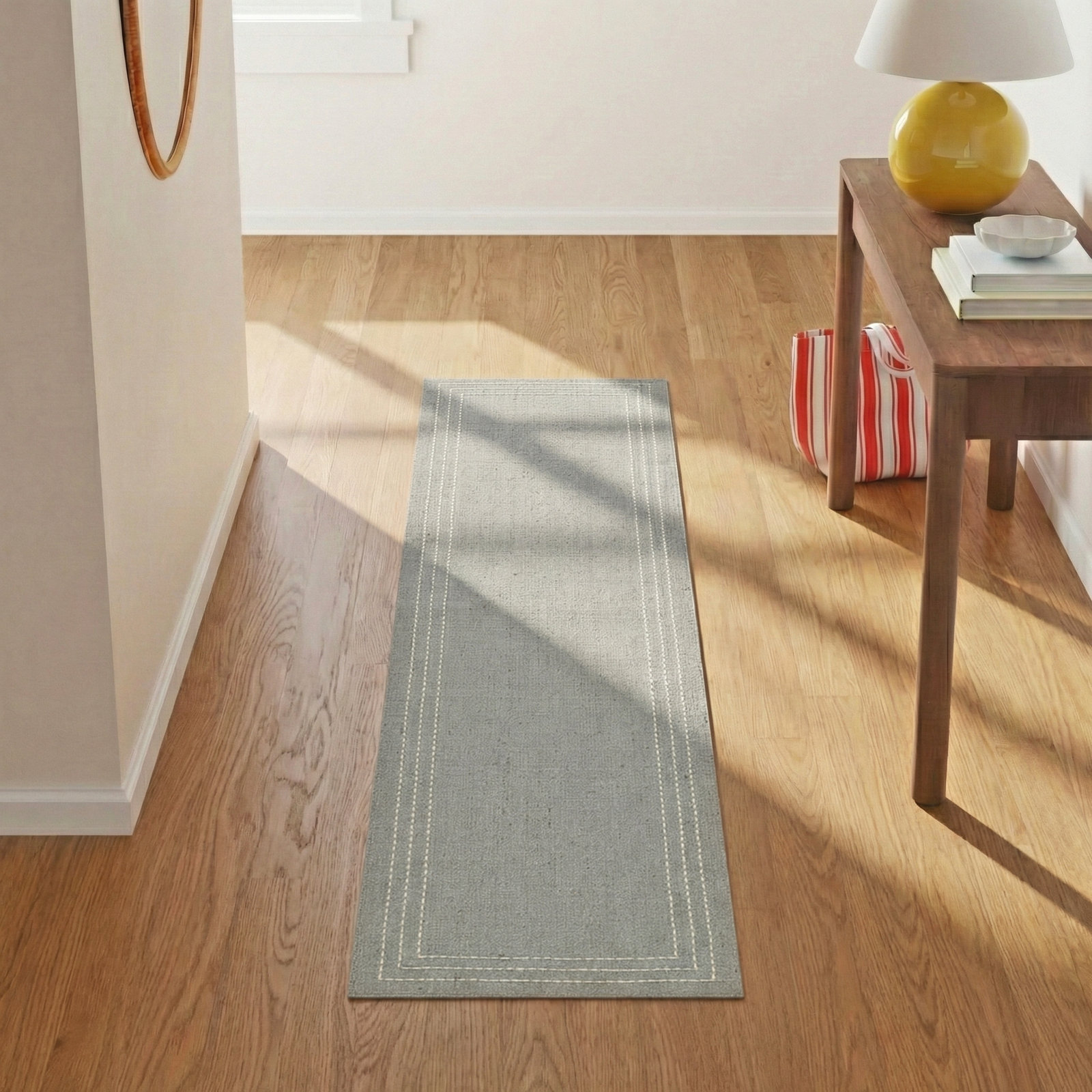 Patton Light Blue Hand-Loomed Wool Rug, Runner 2'3" x 8'