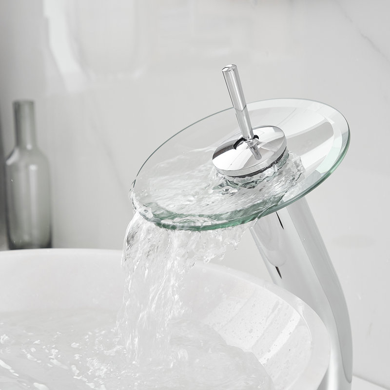 Waterfall Vessel Bathroom Faucet, Polished Chrome