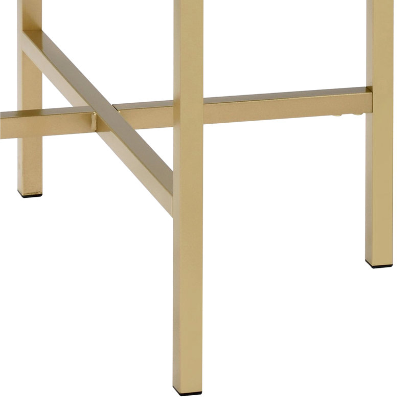 Table de chevet polyvalente en chêne avec une superbe finition café robuste au fini doré