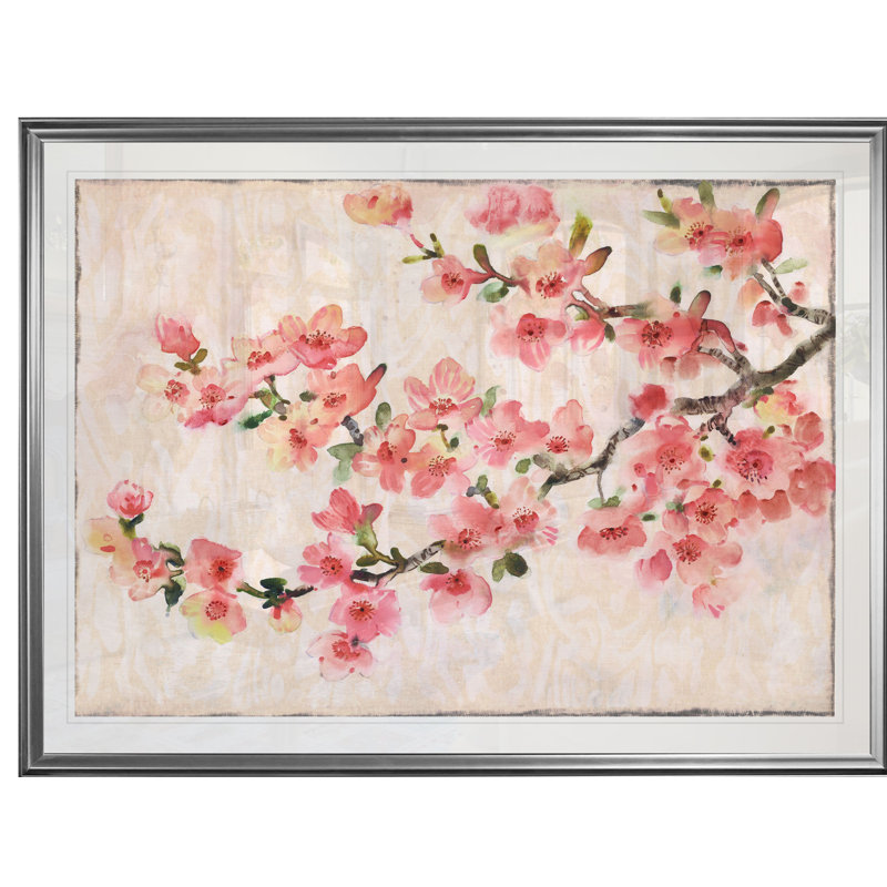 «Cherry Blossom Composition I», reproduction, H 26 po x l 36 po x P 1,5 po, Cadre argenté