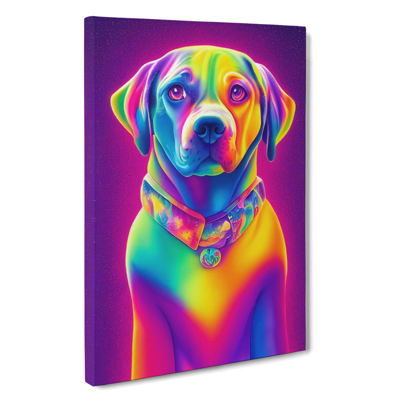 Neon Dog No.2 - Wrapped Canvas, 50cm H x 35cm W x 3cm D