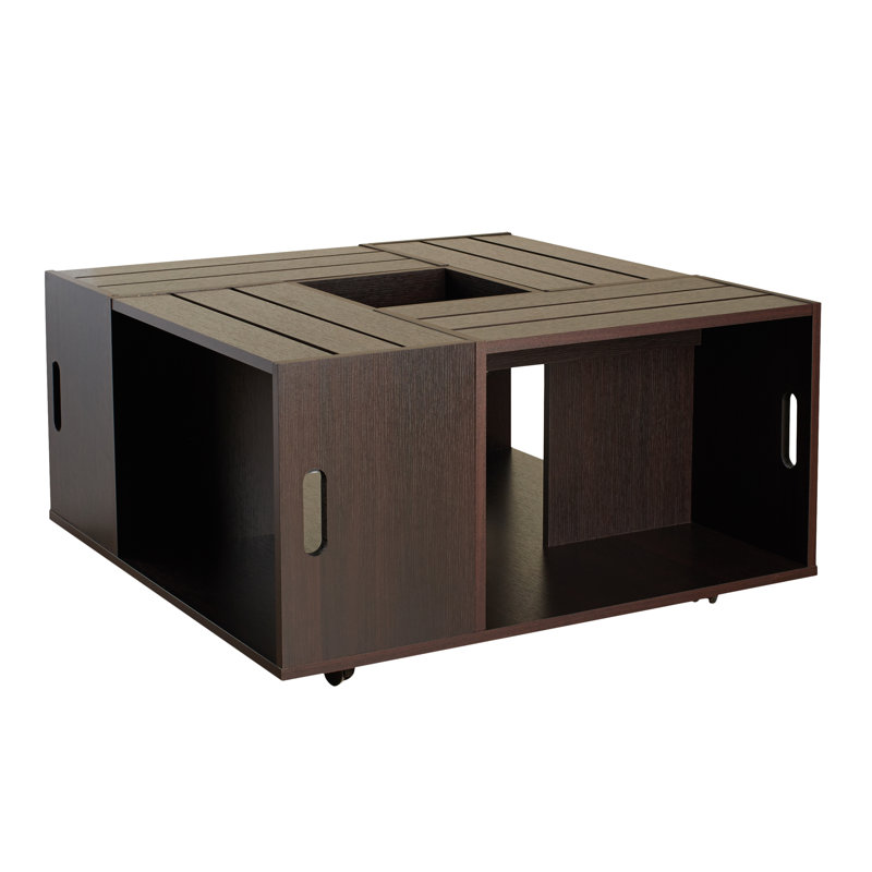 Wheel Coffee Table with Storage, Espresso