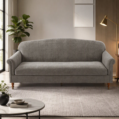 Élégant canapé à 2 places avec accoudoirs roulés et revêtement en chenille de qualité supérieure pour le confort et le style dans les petits espaces, brun