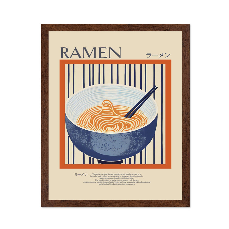 Ramen, Poster, 24"H x 32"W, Brown Framed