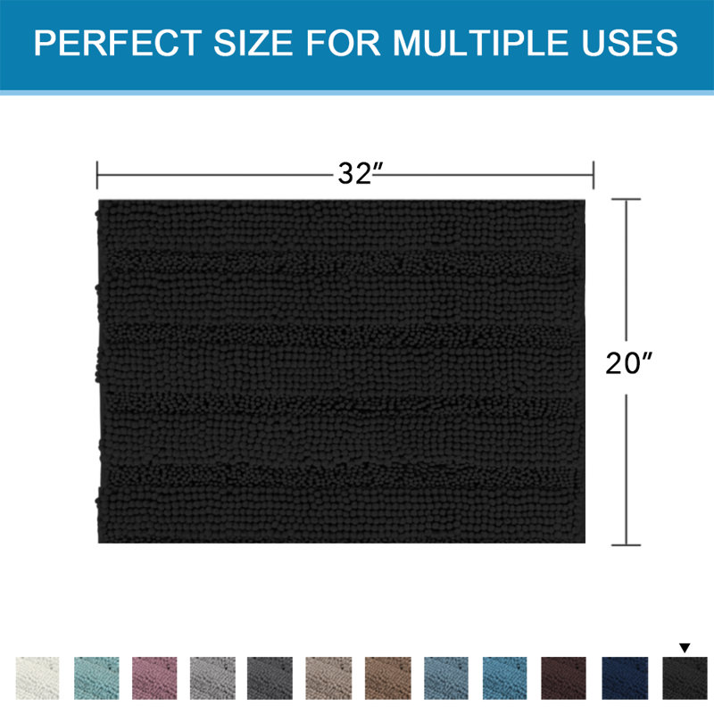 Tapis pour salle de bain Joaquin, Noir, l 20 po x L 32 po