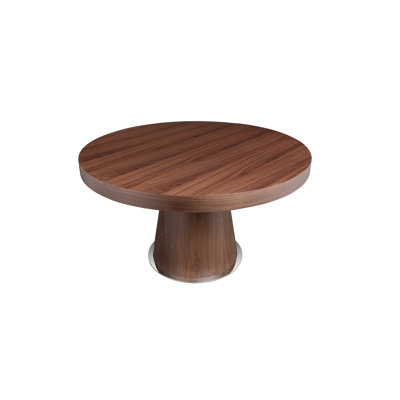 Pangea Home Modern Ronald Claudine 53'' Round Pedestal Dining Table – Contemporary Dining Table in Walnut Wood Finish- 6- Seat Table