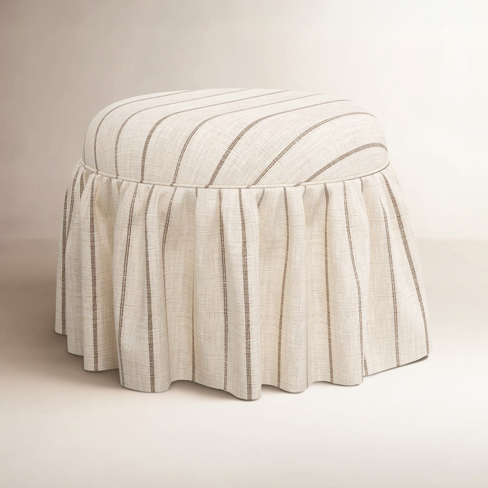 Jebb Upholstered Ottoman, Fritz Charcoal Stripe
