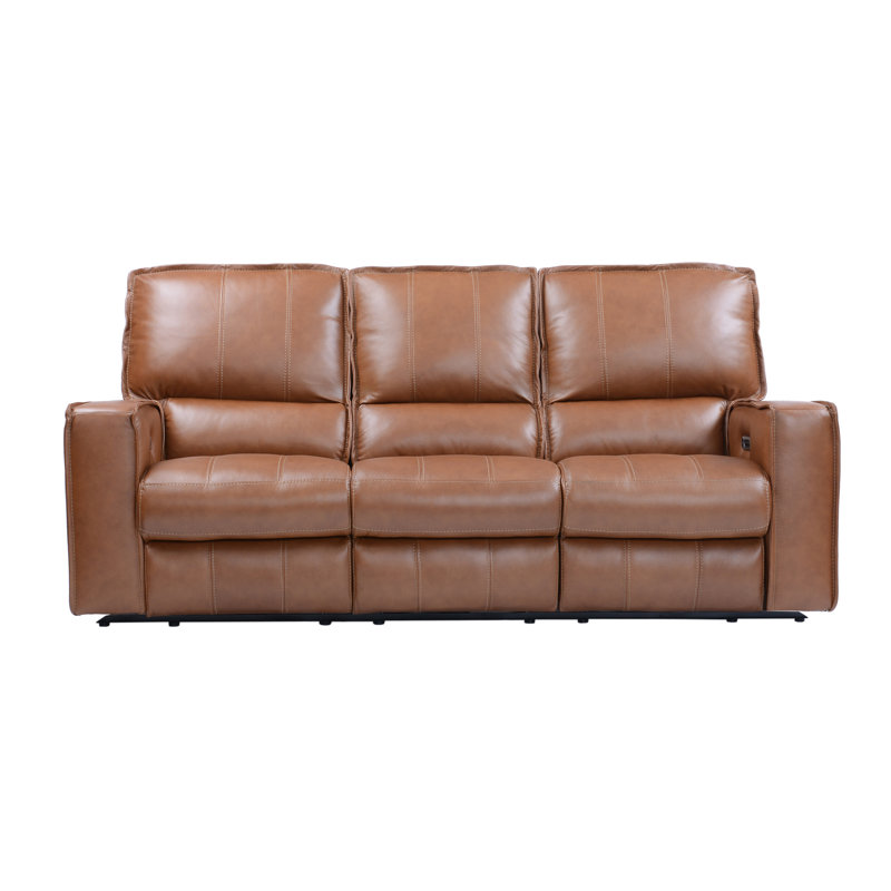 Canapé inclinable en cuir véritable Azyah, Cuir véritable galet Verona