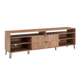 DUMBO 85" Mid-Century Modern TV Stand with 6 Shelves and 2 Drawers