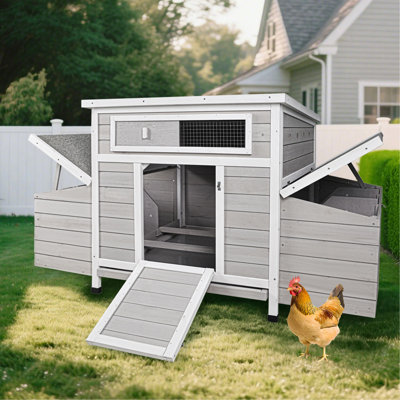 Grande cage à poules pour l'extérieur avec 2 boîtes de nidification
