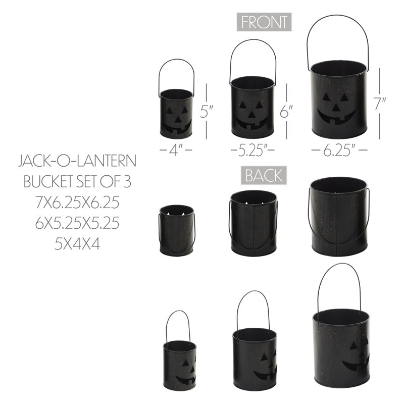 Ensemble de 3 seaux Jack-O-Lantern