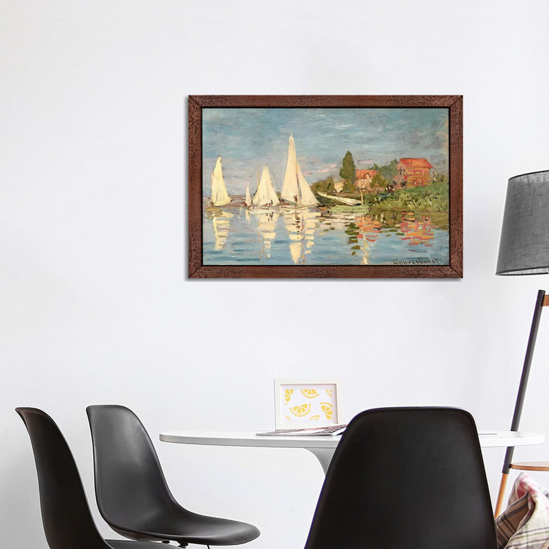 Claude Monet - Print on Canvas, 101.6 cm H x 66.04 cm W, Brown Framed