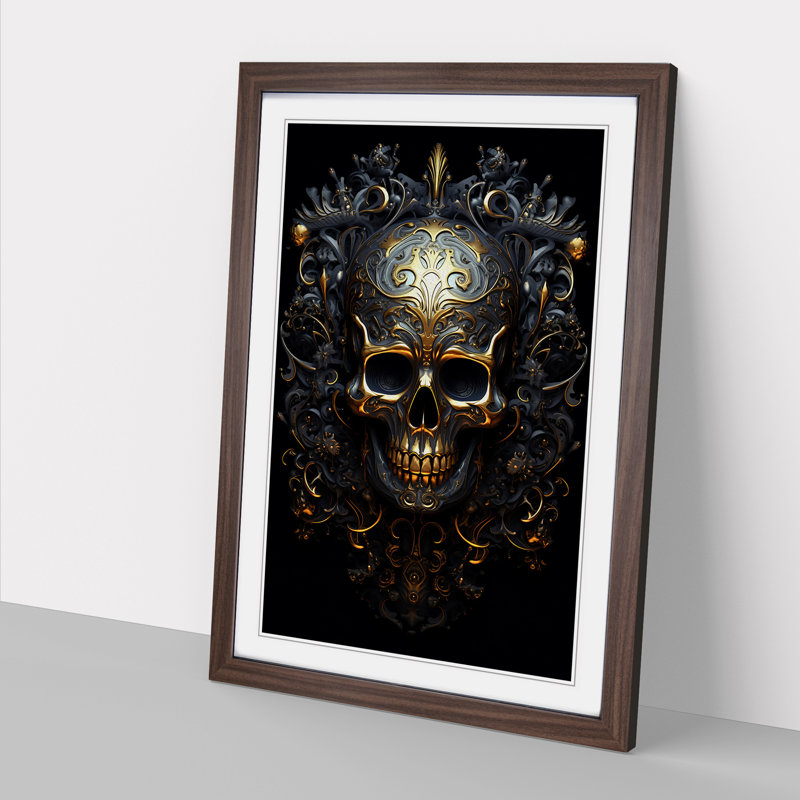 Skull Informel - Framed Print, Walnut , 64cm H x 46cm W x 2cm D