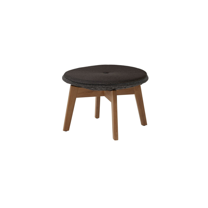 Peacock Outdoor Teak Ottoman, Dark Gray