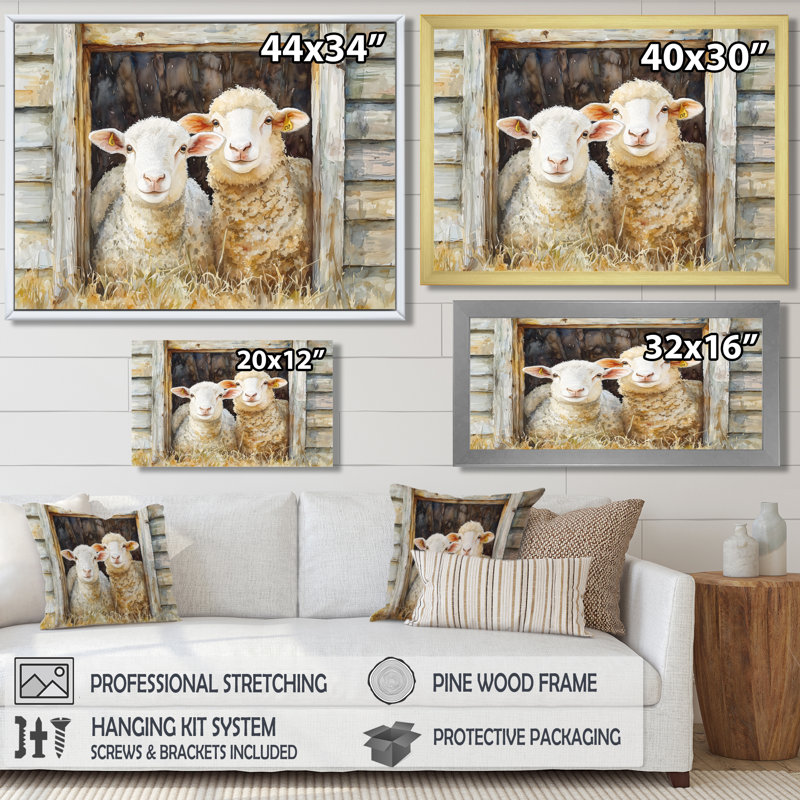 Besty Sheep Portrait At The Farm - Sheep, impressions sur toile, Reproduction d'une seule photo avec cadre, H 30 po x l 40 po
