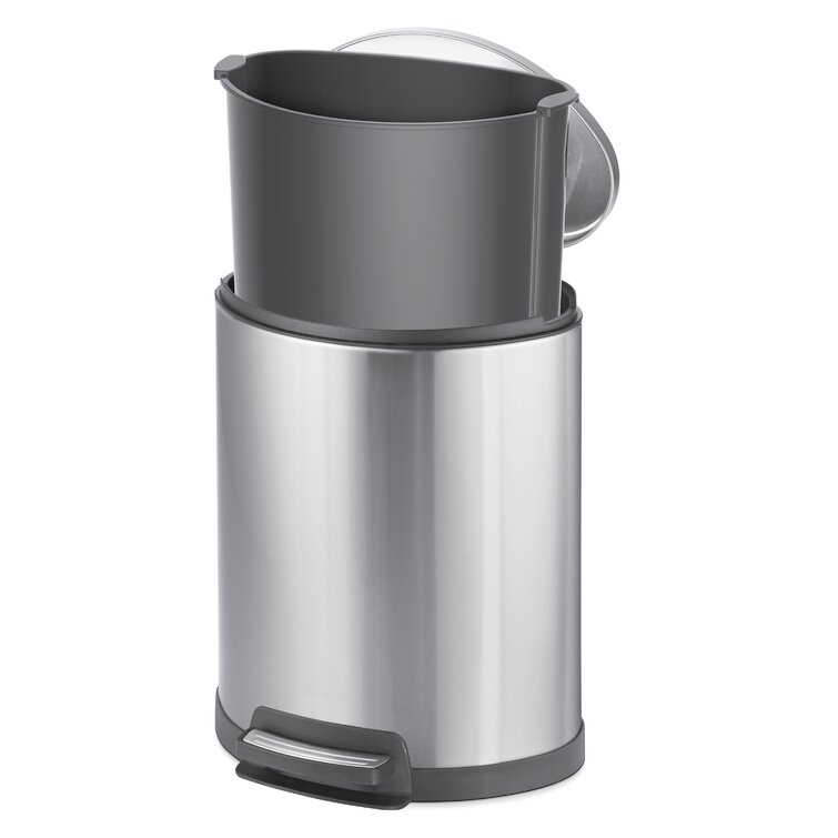 Tramontina 13 Gallon Stainless Steel Step Can - Stainless Steel (Red)