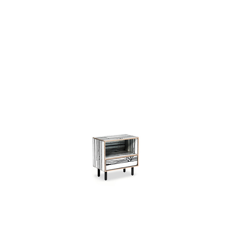 Wrongwoods 1 - Drawer Nightstand, White/Black
