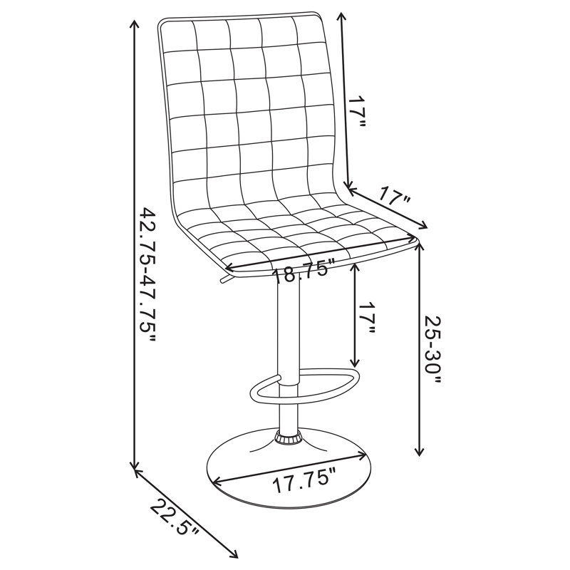 Tabouret de bar rotatif à hauteur ajustable Iancarlo, Noir