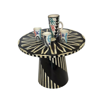 Contemporary Black & Natural Bone Inlay Resin Table