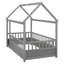 Lit simple en bois avec structure de toit de maison, garde-corps de clôture-2054350338-2054350339