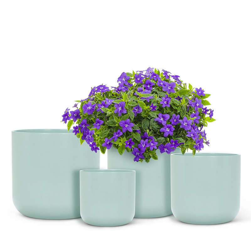 Ceramic Cachepot, 5" H x 5" W x 5" D, Mint Green