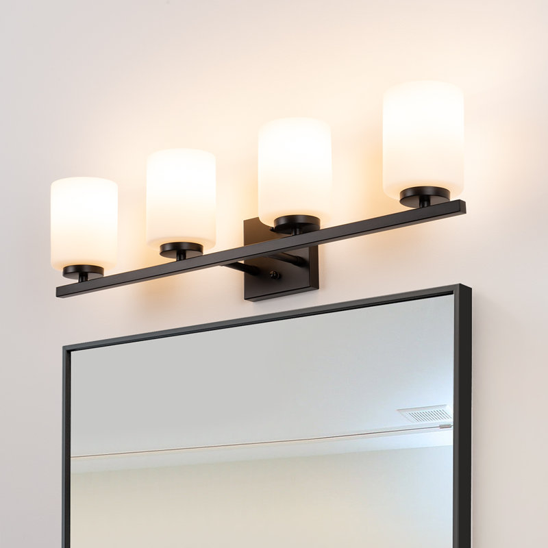 Éclairage pour meuble-lavabo à intensité variable Ellysen, Noir mat, 4