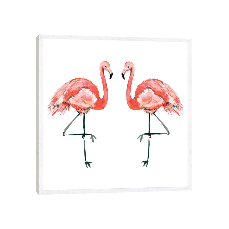 Flamingos by Bria Nicole - Print on Canvas, White Framed, 66.04 cm H x 66.04 cm W