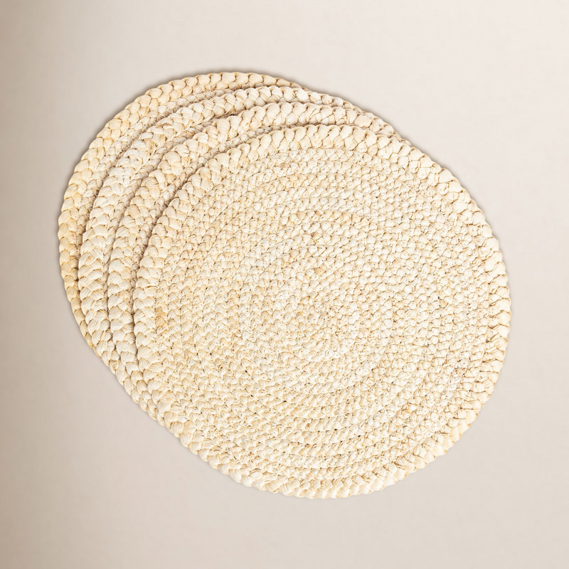 Ensemble de 4 napperons en fibre naturelle, Brun clair