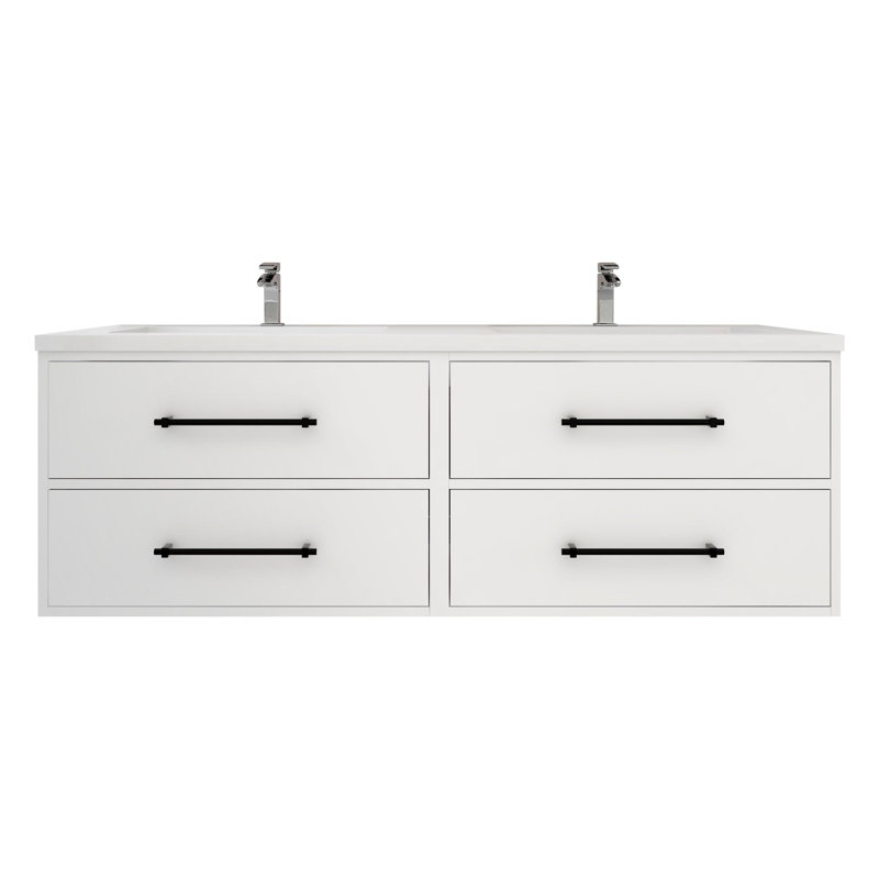 Victoria 59.05'' Single Bathroom Vanity with Acrylic Top, Gloss White