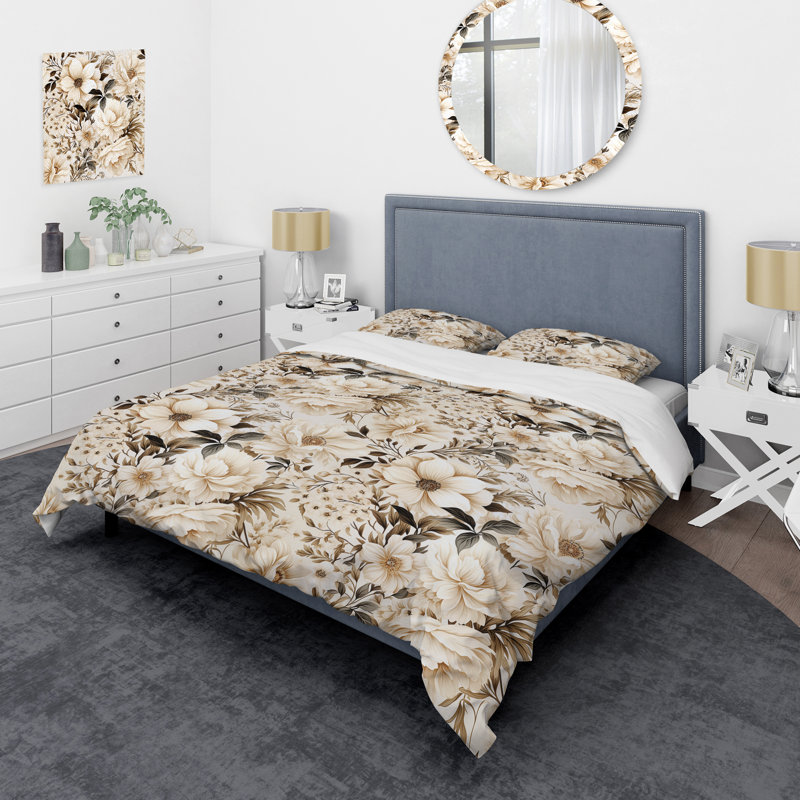 Literie Vintage Florals II, Housse de couette simple + 1 taie décorative stan