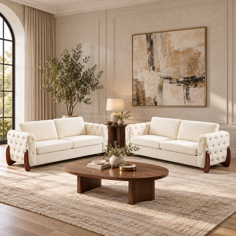 Canapé en velours Woodbine, Beige