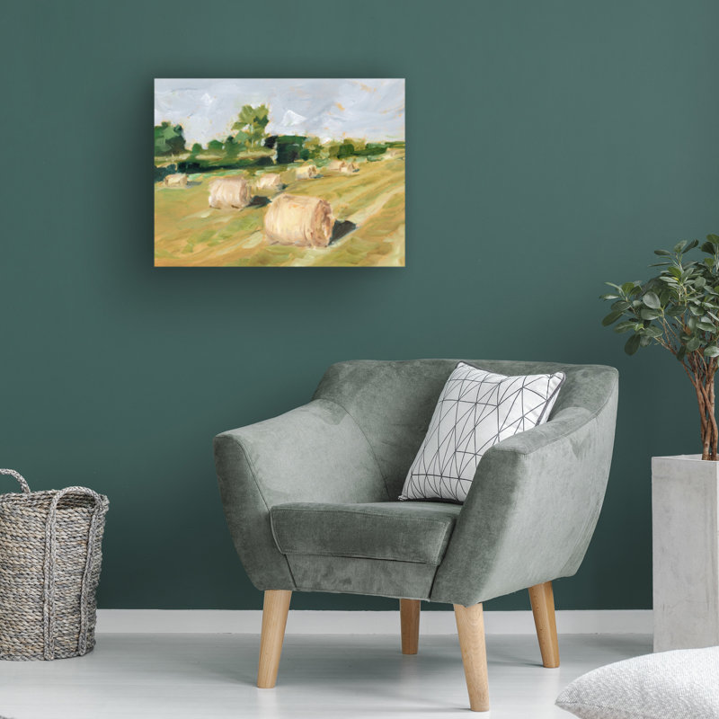 Hay Field II par Ethan Harper - peinture sur toile tendue, H 24 po x l 32 po x P 2 po