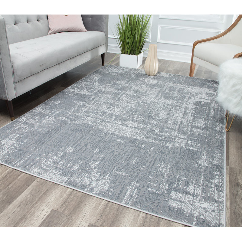 Tapis vintage en denim Elliana, Rectangle 8 pi x 10 pi